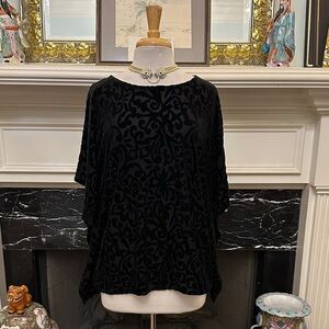 Dana Buchman Black Velvet Burnout Boatneck Tunic